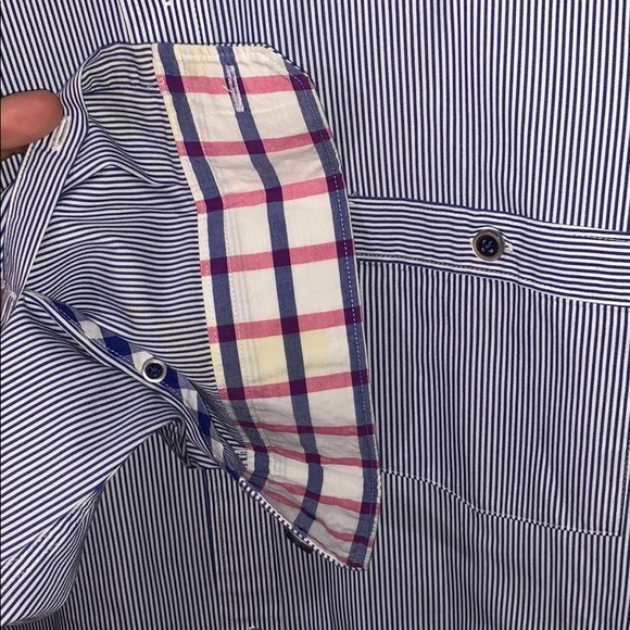 Express - Blue & White Striped Button Down Shirt - Picture 4 of 5